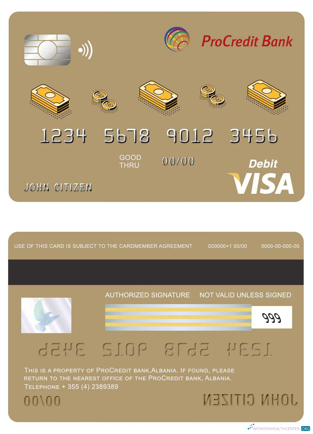 Download Albania Procredit bank visa card Photoshop template